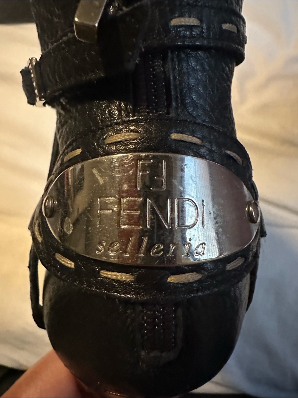 Fendi Black Pointed-Toe Leather Ankle Boots - Picture 3 of 5